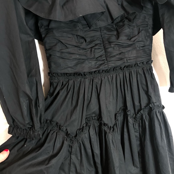 Ulla Johnson Caprice Poplin Off the Shoulder Midi Dress Noir Black Size 2 NEW - Picture 6 of 16